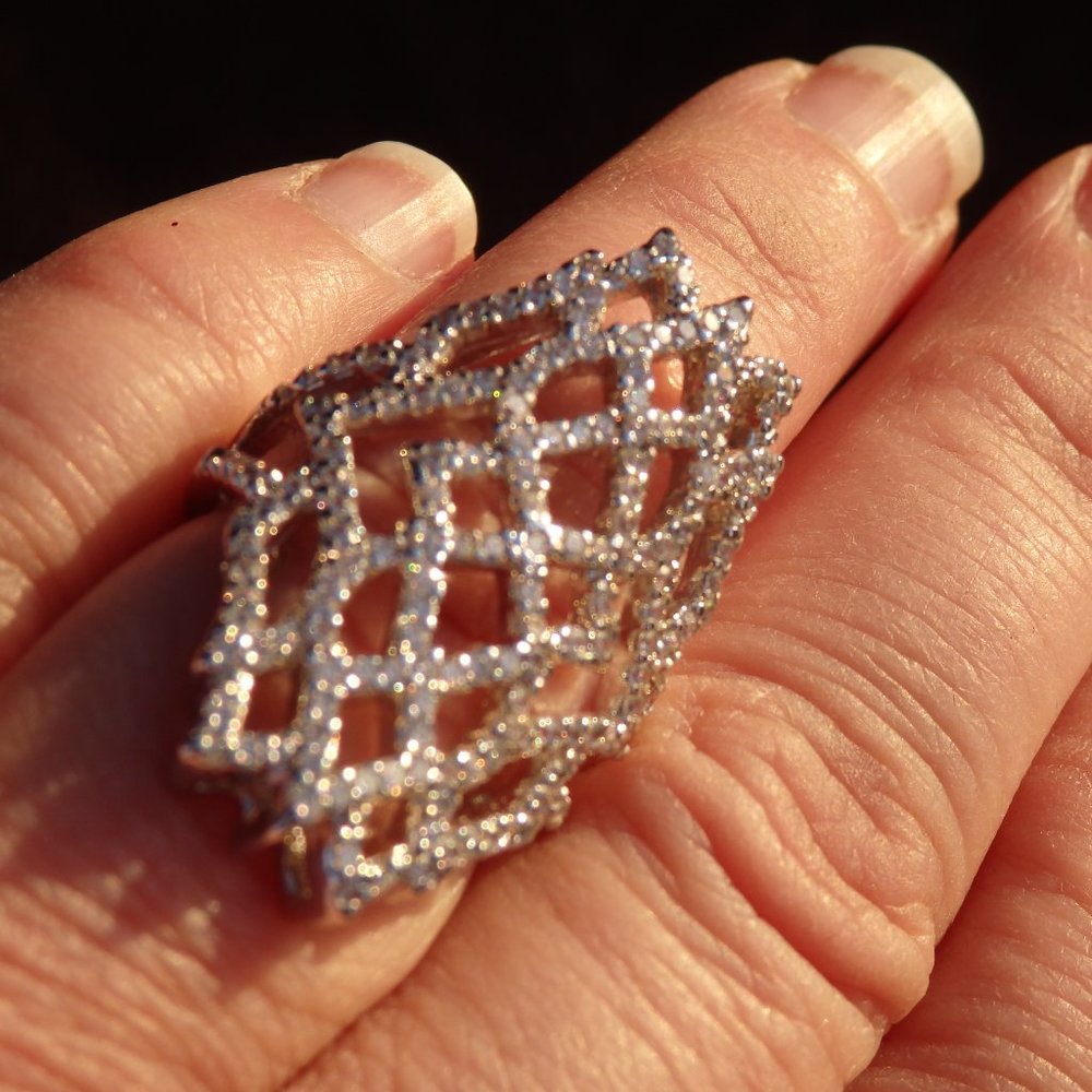Crystalline Spiderweb Cuff Ring - image 2